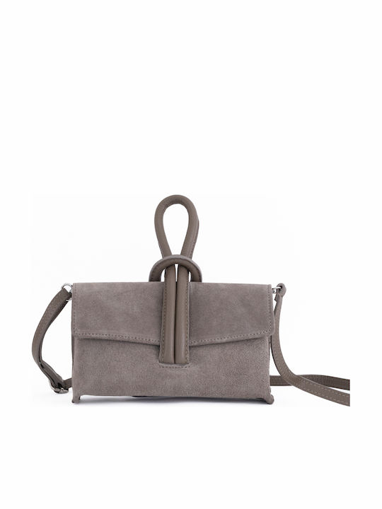 Graue Damen-Clutch aus Leder