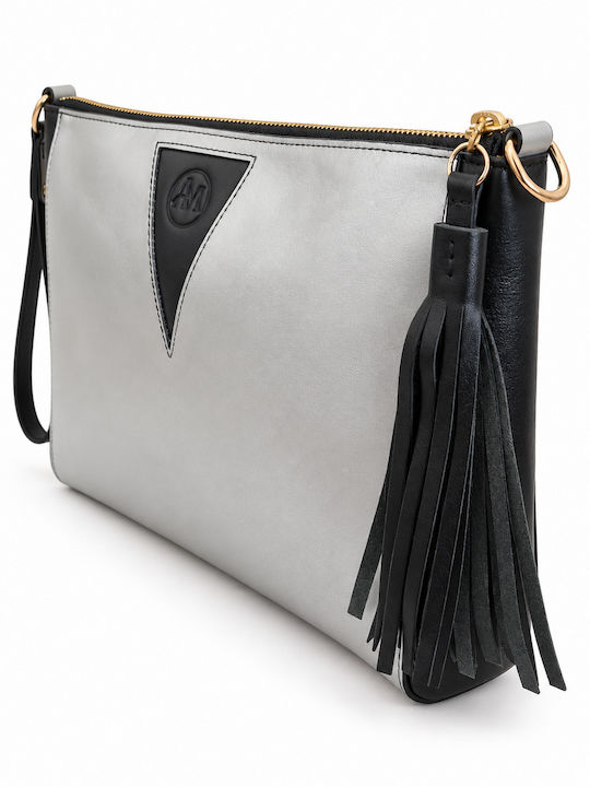 Triangle Geometry Leather Women's Clutch Silver / Black