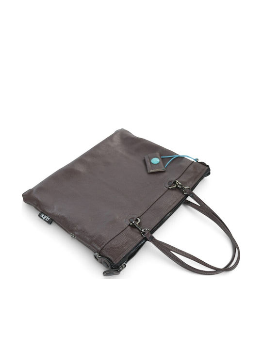 Leather Women's Tote Bag Italy Moka