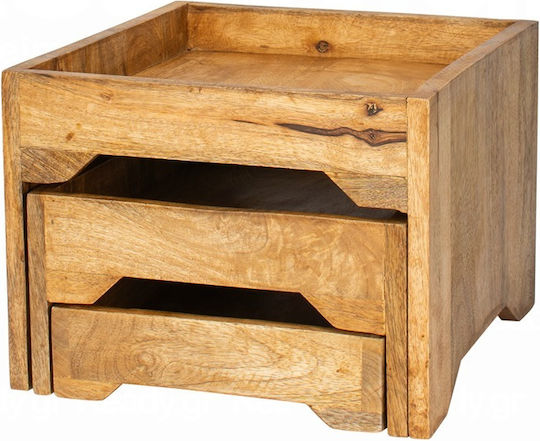 e-exoplismos Buffet-Präsentationsständer Kommode aus Mangoholz mit 3 Ebenen Naturfarbton