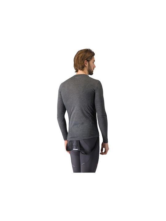 Castelli Tricou de Ciclism Gri cu Mâneci Lungi pentru Bărbați