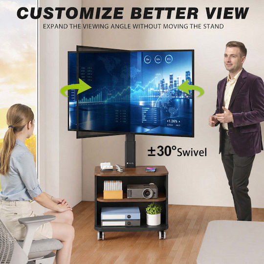 Techly ICA-TR601 Подова Стойка за Телевизор до 65" Черна