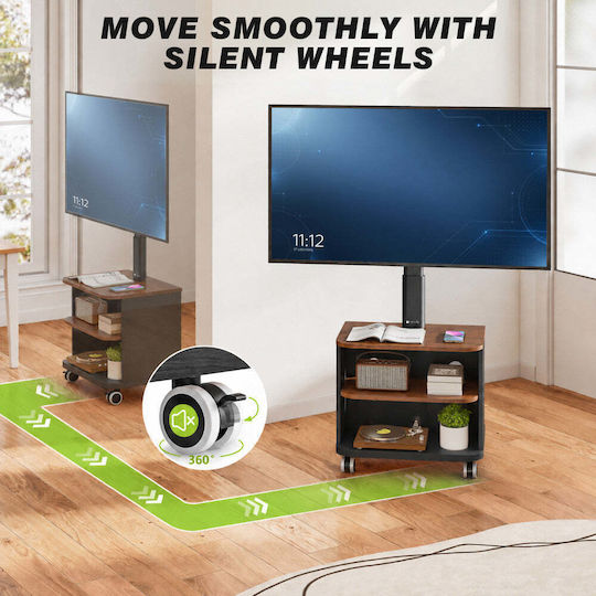 Techly ICA-TR601 Подова Стойка за Телевизор до 65" Черна