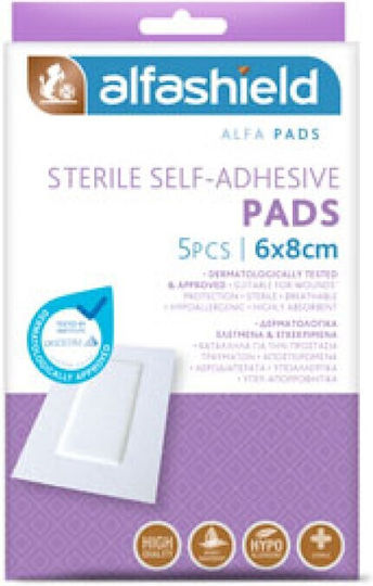 Alfashield Alfa Pad Αποστειρωμένα Αυτοκόλλητα Επιθέματα 6x 8cm , 5τεμ.