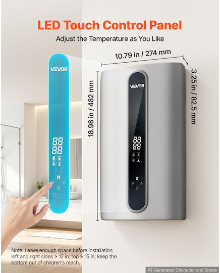 Vevor Wall-Mounted Instant Water Heater for Bathroom / Kitchen Three-Phase 18kW