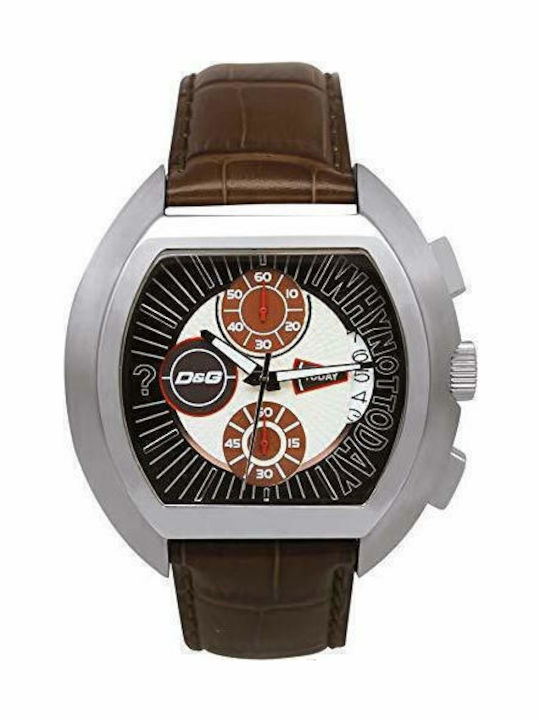 Dolce & Gabbana Ανδρικό Ρολόι 48mm Χρονογράφος Μπαταρίας με Καφέ Δερμάτινο Λουράκι