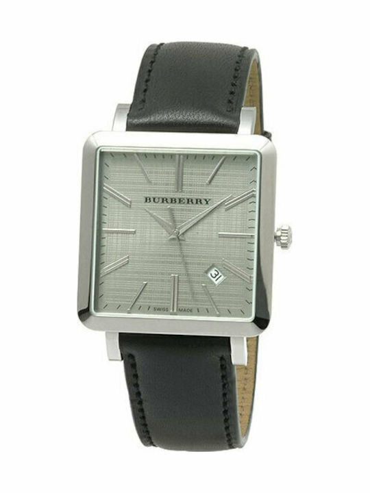 Burberry Men's Watch Battery with Black Leather Strap