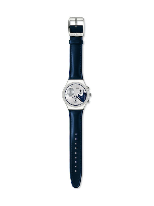 Swatch Watch with Black Leather Strap