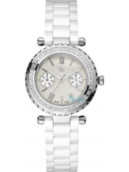 GC Watches Women's Watch Chronograph with White Rubber Strap