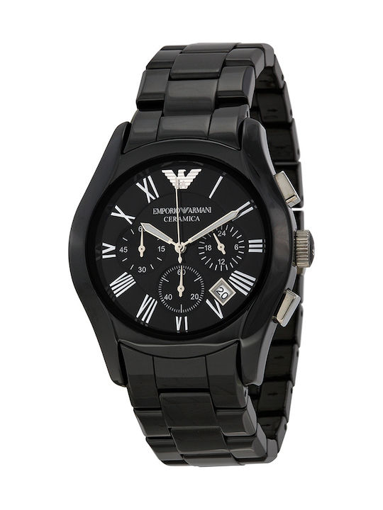 Emporio Armani Ceas Barbati Ceramic 42mm Cronograf Baterie cu Brățară Ceramică Neagră