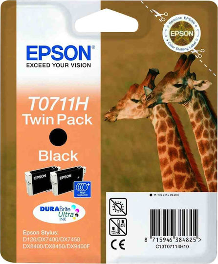 Epson T0711H Original Pack of 2 InkJet Printer Inks Black (C13T07114H10 C13T07114H20)