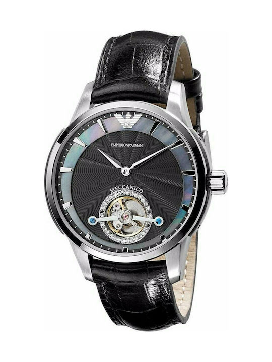 Emporio Armani Uhr mit Schwarz Lederarmband