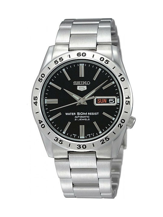 Seiko 5 Men's Watch 37mm Automatic with Silver Metal Bracelet