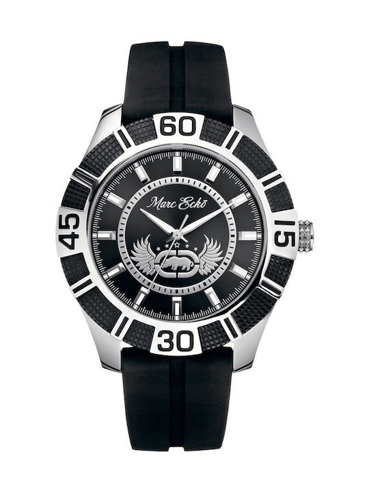 Marc Ecko Ανδρικό Ρολόι 50mm Μπαταρίας με Μαύρο Καουτσούκ Λουράκι