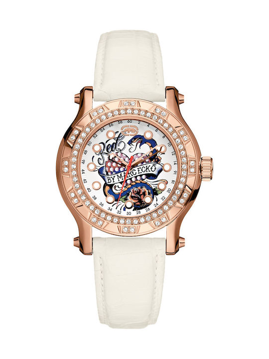 Marc Ecko Γυναικείο Ρολόι 39mm Μπαταρίας με Λευκό Δερμάτινο Λουράκι