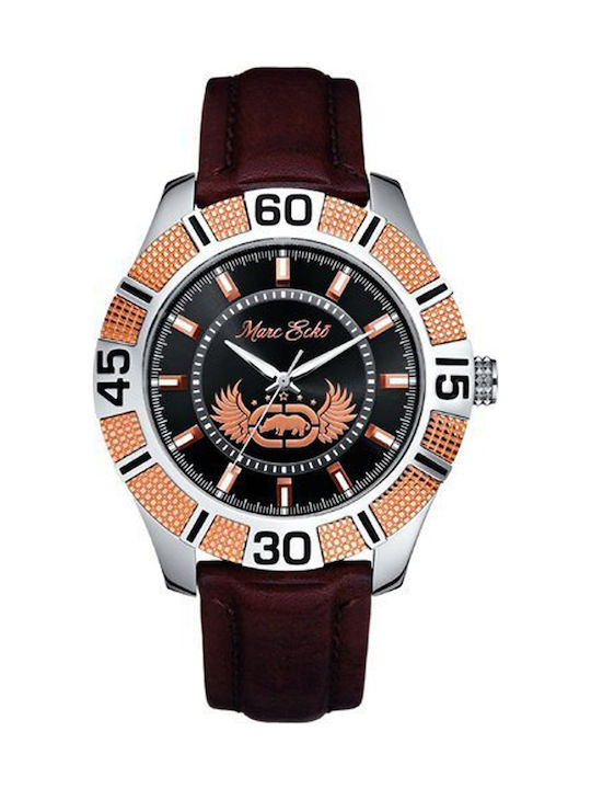 Marc Ecko Men's Watch 49mm Battery with Leather Strap Brown