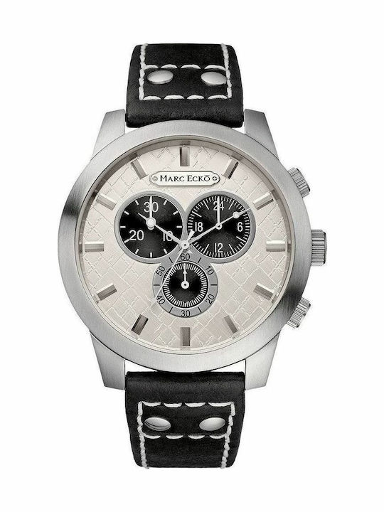 Marc Ecko Ανδρικό Ρολόι 47mm Χρονογράφος Μπαταρίας με Μαύρο Δερμάτινο Λουράκι