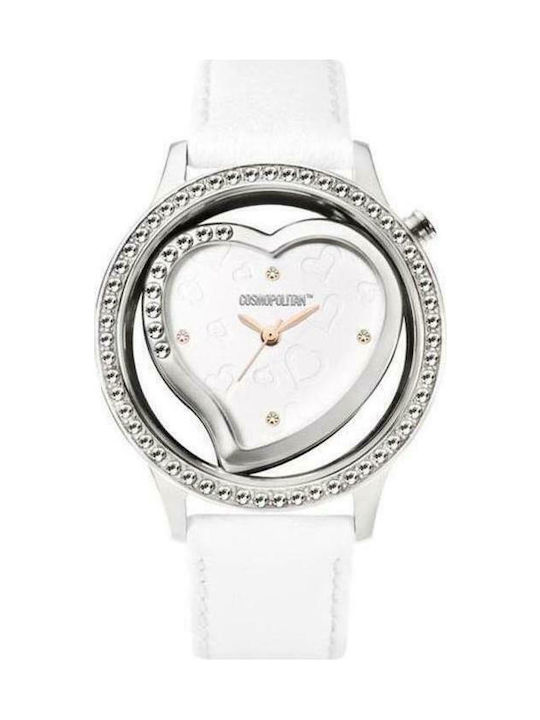 Cosmopolitan CM11701 Watch with White Leather Strap