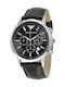 Emporio Armani Men's Watch 43mm Chronograph Battery with Black Leather Strap