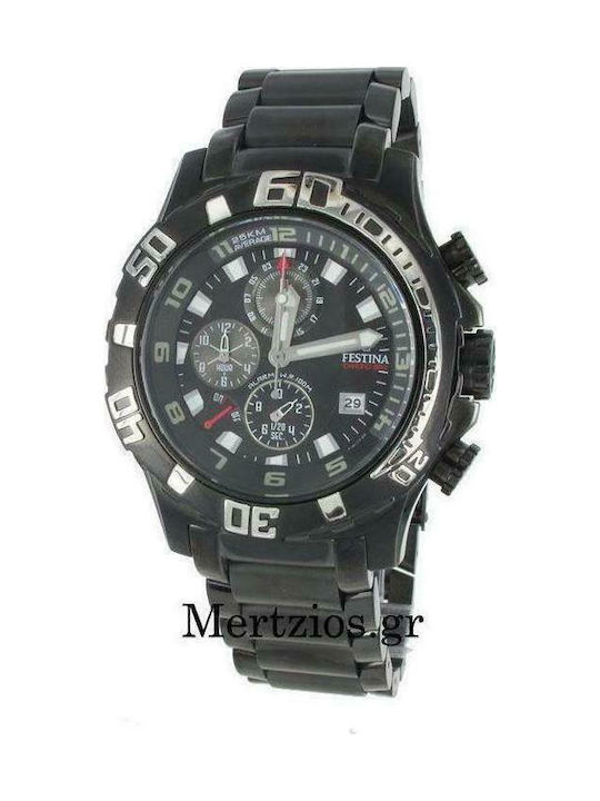 Festina Watch Chronograph Battery with Black Metal Bracelet