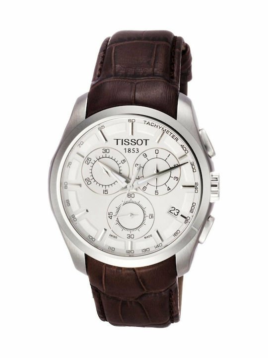 Tissot Couturier Ceas Bărbați 44mm Cronograf Cu Baterie Cu Curea Din Piele Maro