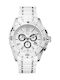 GC Watches Ανδρικό Ρολόι 45mm Χρονογράφος Μπαταρίας με Λευκό Κεραμικό Μπρασελέ
