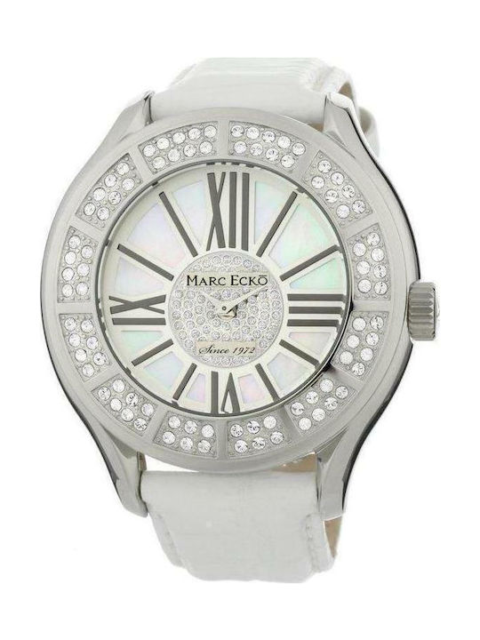 Marc Ecko Womens Watch 52mm Battery with Leather Strap Silver/White