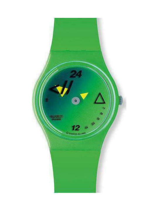 Swatch Watch with Green Rubber Strap