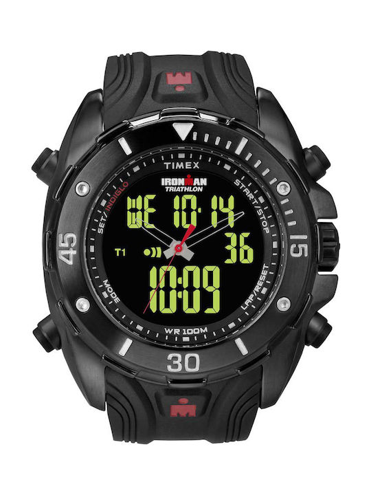 Timex Digital Uhr Batterie mit Schwarz Kautschukarmband