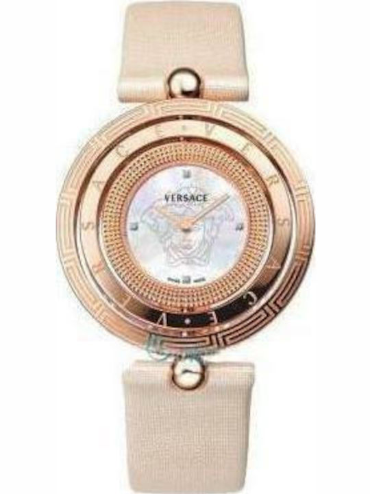 Versace Damenuhr Batterie mit Beigem Lederarmband