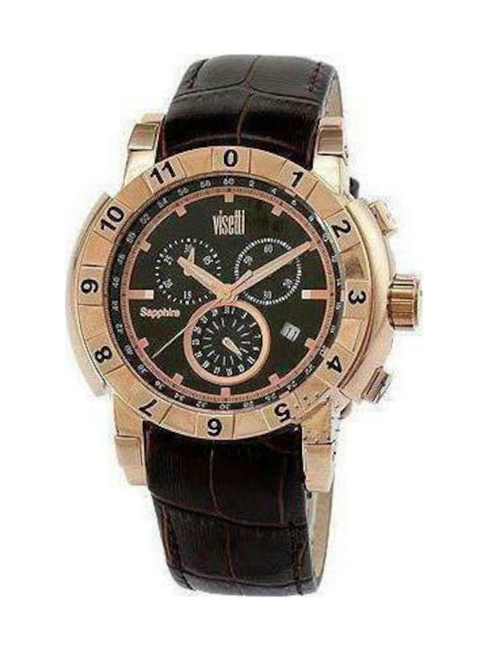 Visetti Rose Gold Brown Leather Chrono