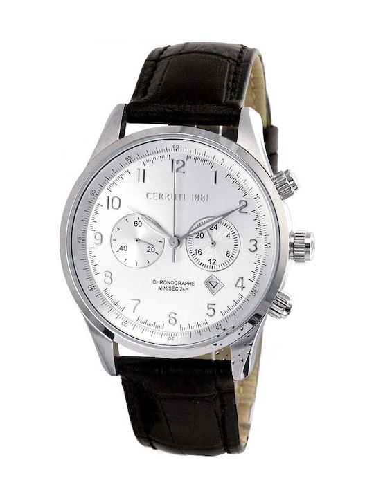 Cerruti Watch Chronograph Battery with Black Leather Strap CRA008A212J