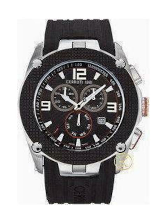 Cerruti Watch Chronograph Battery with Black Rubber Strap CRA016E224G