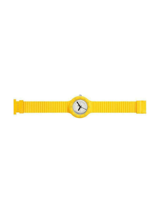 HipHop HIP HOP Yellow Rubber Strap Silver Dial