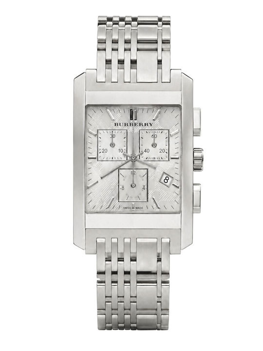 Burberry Men's Watch 38mm Chronograph Battery with Silver Metal Bracelet