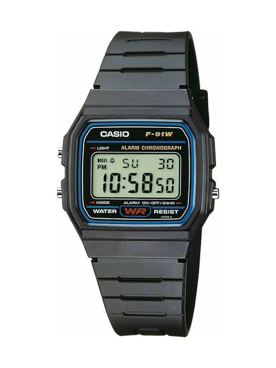 Casio Collection Digital Watch Battery with Black Rubber Strap