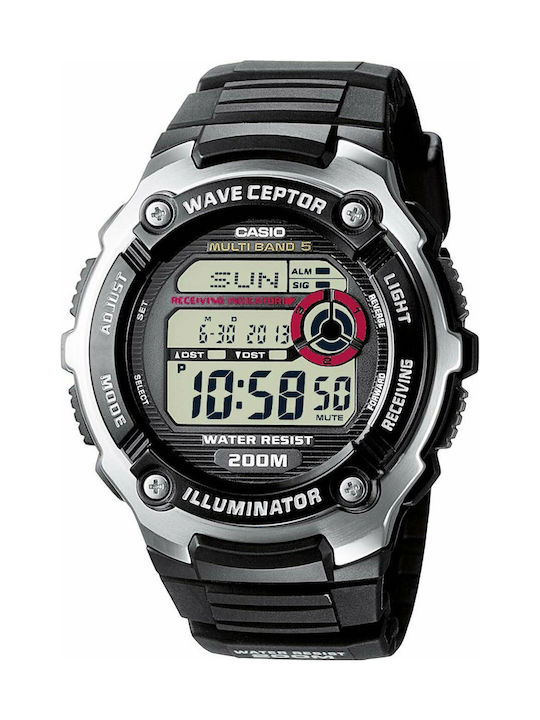 Casio Ψηφιακό Ανδρικό Ρολόι 47.7mm Μπαταρίας με Μαύρο Καουτσούκ Λουράκι