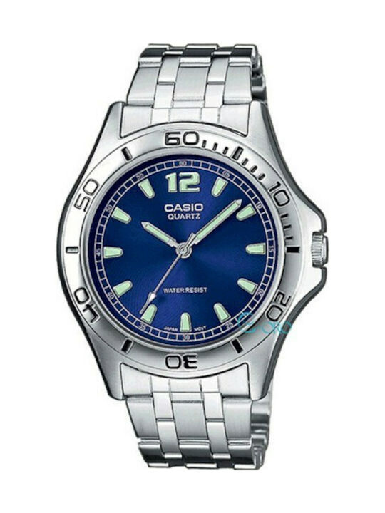 Casio Ανδρικό Ρολόι 40mm Μπαταρίας με Ασημί Μεταλλικό Μπρασελέ