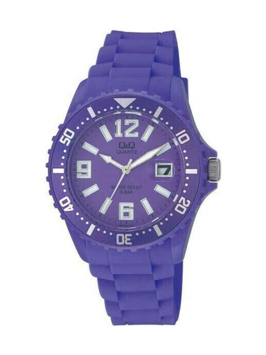 Q&Q Γυναικείο Ρολόι 44mm Μπαταρίας με Μωβ Καουτ...
