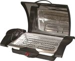 Serton Tischplatte Elektrischer Grill Aluminium Grill 2000W mit Abdeckung und einstellbarem Thermostat 37.5cmx24cmcm