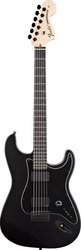 Fender Jim Root Set Elektrische Gitarre mit Form Stratocaster und HH Pickup-Anordnung Schwarz mit Hülle