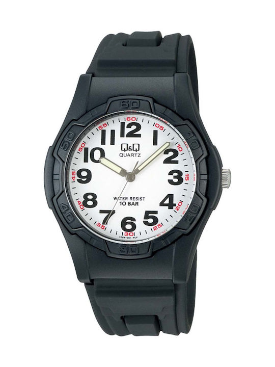 Q&Q t Watch Battery with Black Rubber Strap