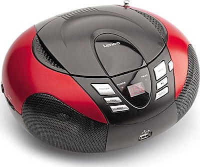 Lenco Φορητό Ηχοσύστημα mit CD-Spieler / MP3-Spieler / USB / Radio in Rot Farbe