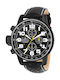 Invicta Watch Chronograph Battery with Black Leather Strap 3332