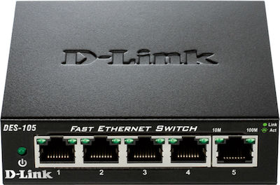 D-Link DES-105 Unmanaged L2 Switch with 5 Ethernet Ports