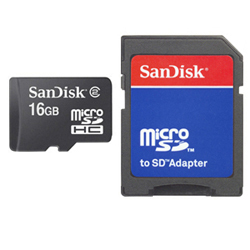 Sandisk microSDHC 16GB Class 4 Default Speed with Adapter