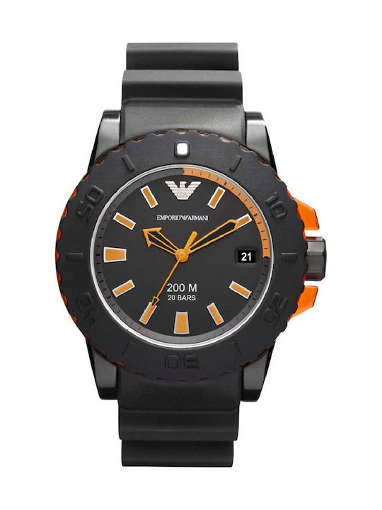 Emporio Armani Watch Battery with Black Rubber Strap