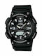Casio Ανδρικό Ρολόι 46.6mm Solar με Μαύρο Καουτσούκ Λουράκι