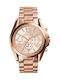 Michael Kors Bradshaw Γυναικείο Ρολόι 43mm Χρονογράφος Μπαταρίας με Ροζ Χρυσό Μεταλλικό Μπρασελέ