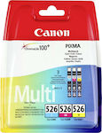 Canon CLI-526 3 Inkjet Printer Cartridges Multipack Yellow / Cyan / Magenta (4541B009)